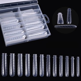 siyuwuro 120Pcs Poly Extension Gel Dual Nail Form Clear 12 Sizes Tapered Square False Nail Models Full Cover with Scale Solid Nail Gel Glue Nail Art Design Tool Salon Home DIY