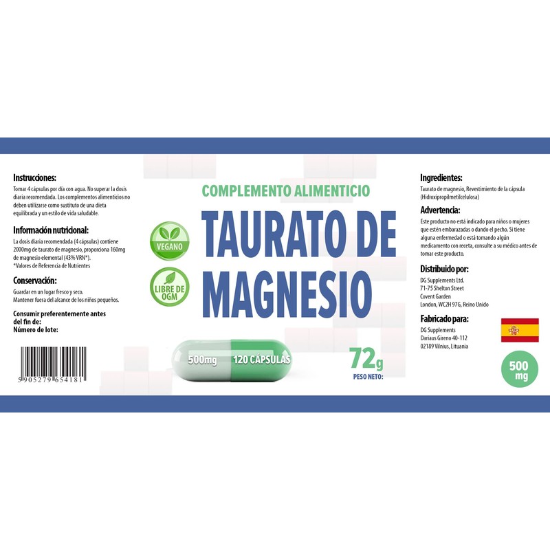 Magnesium Taurate 2000 mg per Serving, 120 Vegan Capsules, Laboratory