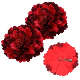 Blumen haarschmuck – 2 Stück in Rot (11 cm) – Große, realistische Blumen für Strandurlaub, Fotos, Tanz und vieles mehr – 2-in-1-blumenspangen haare -ansteckblume