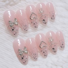 Lovely wedding handmade nail tips - short oval / 러블리 웨딩 수제네일팁 - 숏오벌
