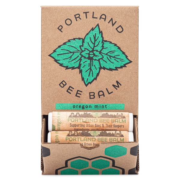 Portland Bee Balm All Natural Handmade Beeswax Based Lip Balm, Oregon Mint 24 Count