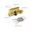 Solid Brass Lock Cylinder with 3 Brass Keys 63mm Door