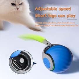 2Packs Speedy Tail 2.0 Cat Toy,Cat Toys for Bored Indoor Adult Cats,Interactive Cat Toys for Indoor Cats,2025 New Generation Interactive Cat Toy,Automatic Moving Cat Toy Ball with Tail,Blue and Orange