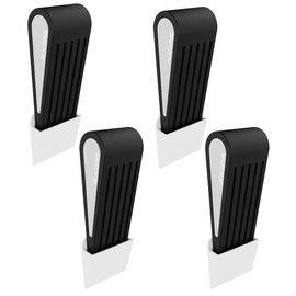 4Pack Rubber Door Stopper Wedge - Black Non-Slip Soft TPR High-Elastic & Zinc Alloy Metal Material Door Stops for Bottom of Heavy Duty Door Wall Protector for Home & School with Self Adhesive Holder