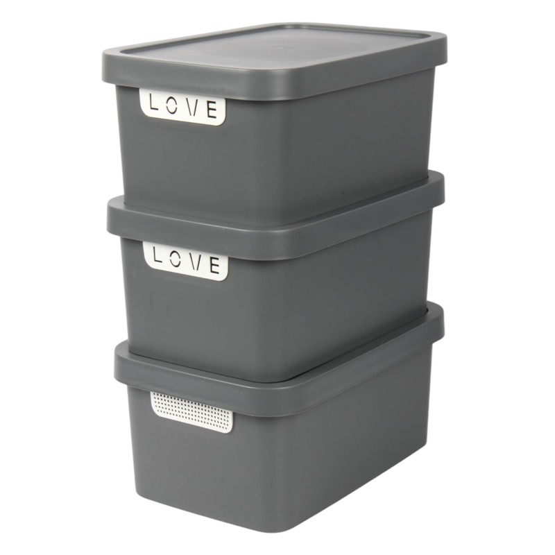 Jolie Max Plastic Storage Boxes with Lid, 3 Set of