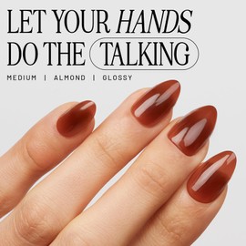 Lilac St - Press on Nails, In Amber (30 Nails, 15 Sizes) - Medium, Almond, Glossy, Semi-Opaque - Brush-On Nail Glue, Nail File, Cuticle Stick, Prep Pad - Cruelty Free, Vegan, Women Founded