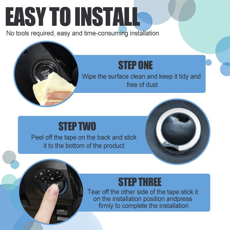 PACLVIO Bling Car Engine Start Button Cover, Car Start Protective