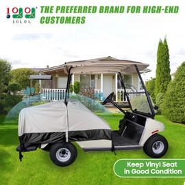 10L0L Waterproof Golf Cart Seat Cover, Universal for Yamaha EZGO Club Car 2+2 Seats Rain Covers | 600D Oxford Golf Cart Seat Protective Covers | Rain & Dust Protection | Easy On/Off for Daily Use