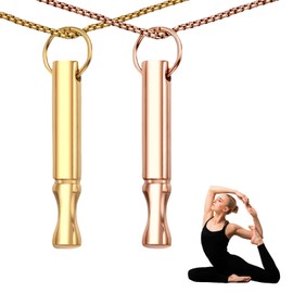 2 Stück Rauchentwöhnung Hilfsmittel,V2 Halskette Rauchfrei Original,Rauchen Aufhören Gegen,Raucherentwöhnung Kette mit Pfeif,Atemkette Angst Atemhalskette mit Widerstand,Breathing Necklace Edelstahl