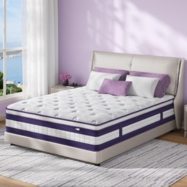 10 Inch Hybrid Mattress in a Box with Handles, Queen Mattress, Lavender Gel Memory Foam Bed Pad, Pocket Springs for Motion Isolation & Edge Support, 365 Night Trial, Fiberglass-Free, CertiPUR-US