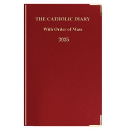 2025 Slimline Catholic Diary with Order of Mass with Gold corners and Gilt Edging- Week to View Diary (Red 2638)