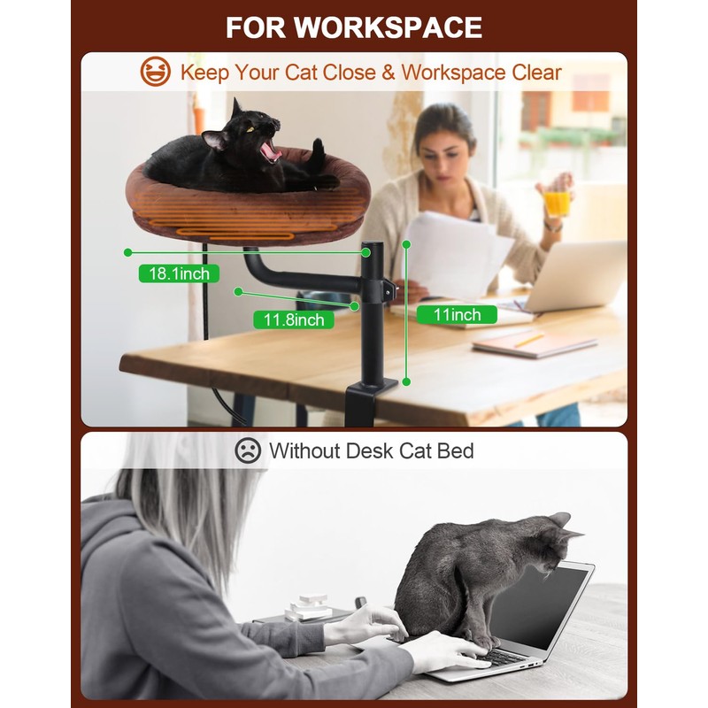 stohot Heated Cat Bed for Desk Indoor, Heated Pet Bed