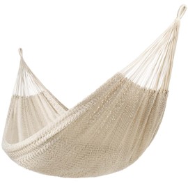 Lazy Daze Hammocks Handwoven Mayan Hammock, 10.5 FT Soft Rope Double Hammocks, Portable Outdoor Hammock with Carry Bag, 2 Straps & carabiners for Patio Outside, 550 lbs Weight Capacity, Natural