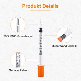 Pack of 20 0.5 ml Plastic Tube, 30G Multi-Purpose Measuring Tools (8 mm) Individually Sealed Pack