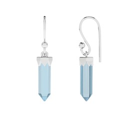 LUSTRE AND LIGHT Hexagonal Natural Aquamarine Dangle Earrings for Women in Sterling Silver, March Birthstone Jewelry Gifts for Her Birthday, Christmas, Anniversary, Party, Easter, New Year