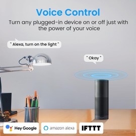 GHome Smart Mini Wi-Fi Plug, Smart Home Wi-Fi Outlet Compatible with Alexa, Google Home & IFTTT, No Hub Required, UL Certified, 2.4G WiFi Only, 2 Count (Pack of 1), White