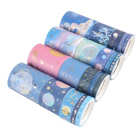 LGEGE 20 Rolls Cosmic Starry Sky Washi Tape Set, 5/15/30/50 mm Wide, Planet,Moon,Star Pattern, Japanese Masking Tape Décor for Scrapbook,Bullet Journal,Gift Wrapping,DIY Craft (2m)