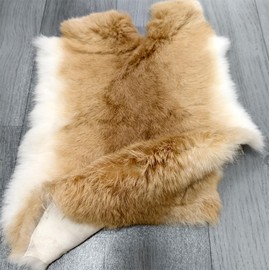 Natural Tanned Rabbit Hide Skin Decorative Craft Grade(10" by 12" Rabbit Fur Pelt with Sewing Quality Leather) Cow Yellow
