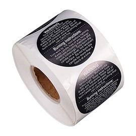 Beavorty 500 Etiquetas De Advertencia Para Velas Autoadhesivas De Seguridad Para Tarros Y Contenedores De Vela Resistente Al Agua 1.49X1.49 Pulgadas