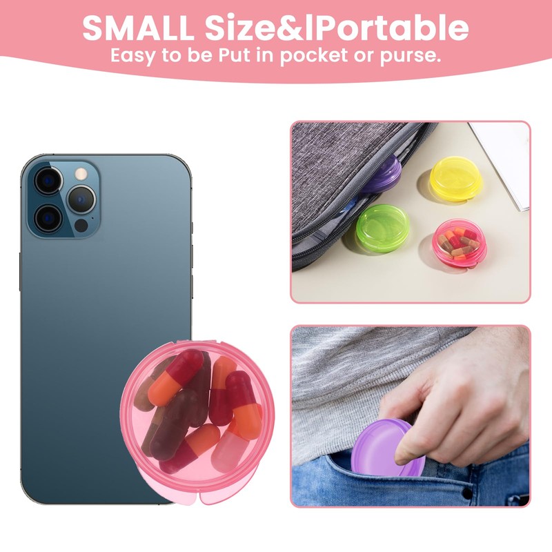 Sibba 5 Packs Small Pill Box Travel Pill Container Portable