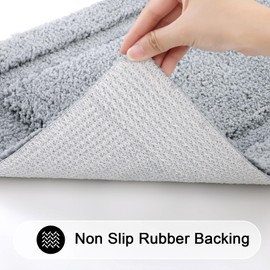 SHACOS Super Soft Small Bathroom Rugs 16x24 inch Microfiber Bath Rugs Non Slip Washable Bath Mats Absorbent Bathroom Mats for Bathroom Shower Tub, Grey