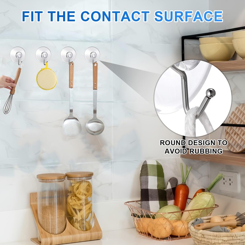Yuqilin Suction Cup Hooks, 24 Pieces Suction Hooks, Extra Strong