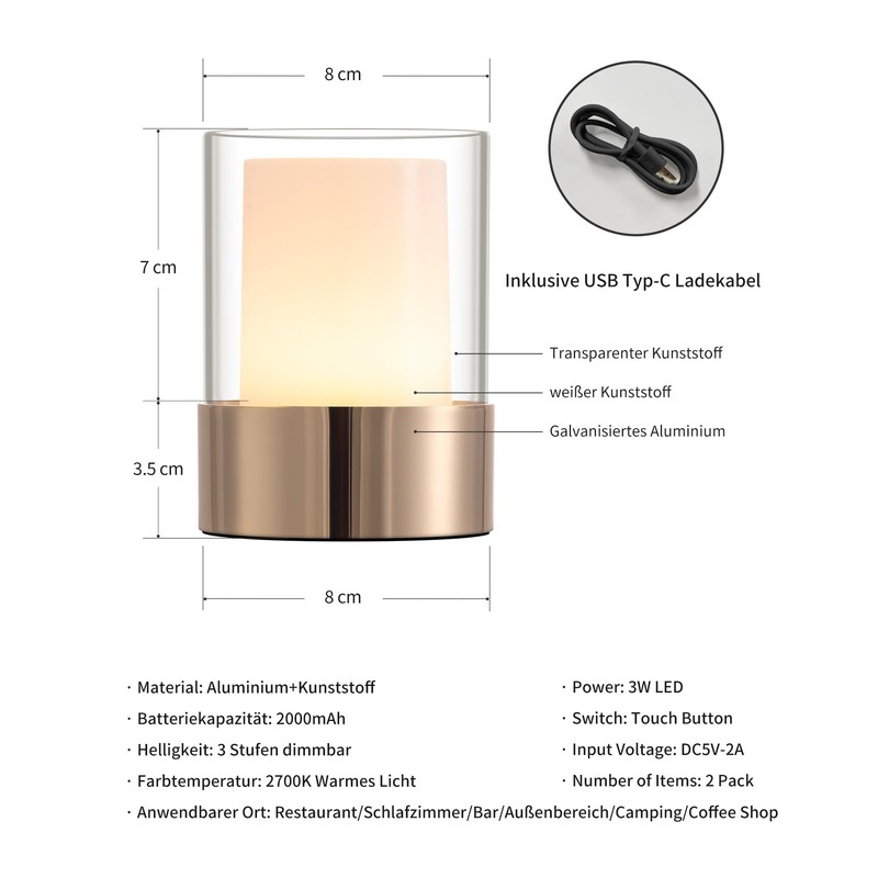 VISDANFO Newsee LED 4 inch touch night light (gold-2 (PE