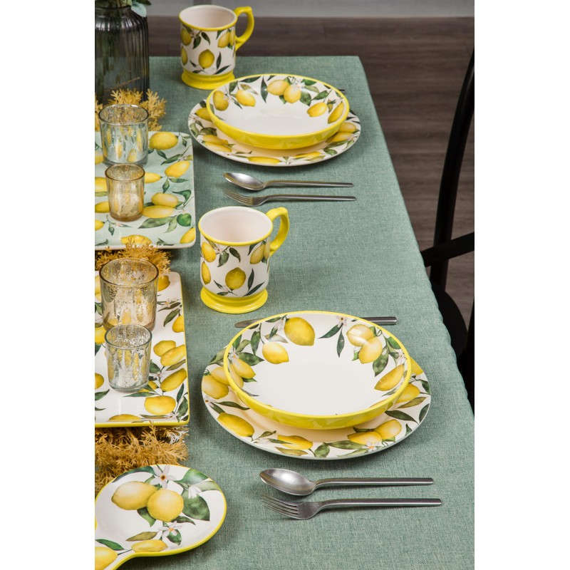 Bico Lemon Dreams 11 inch Dinner Plates, Set of 4,