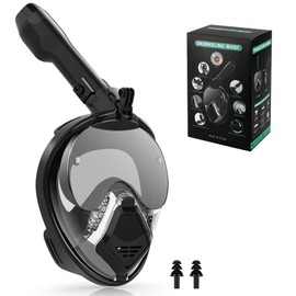 Zikenis Schnorchelmaske, Tauchmaske Vollmaske, Anti-Fog CO2-Sicher Schnorchelausrüstung,für Jugendliche Und Erwachsene, Schnorchelset Alternative(Schwarz) (L-XL)