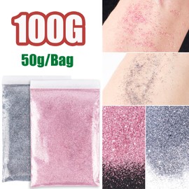 BETESSIN 100 g Glitter for Crafts, Glitter Powder, Pink Grey Glitter Powder, Glitter Powder for Nails, Face, Card Making, Craft, Nail Art