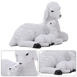 Sheep Figurines,Resin Figurine Lamb Ornament Decor for Garden,Sheep Figurines Rustic Style Distressed Look Resin Material Decorative White Lamb Ornament for Farm Themed Crafts