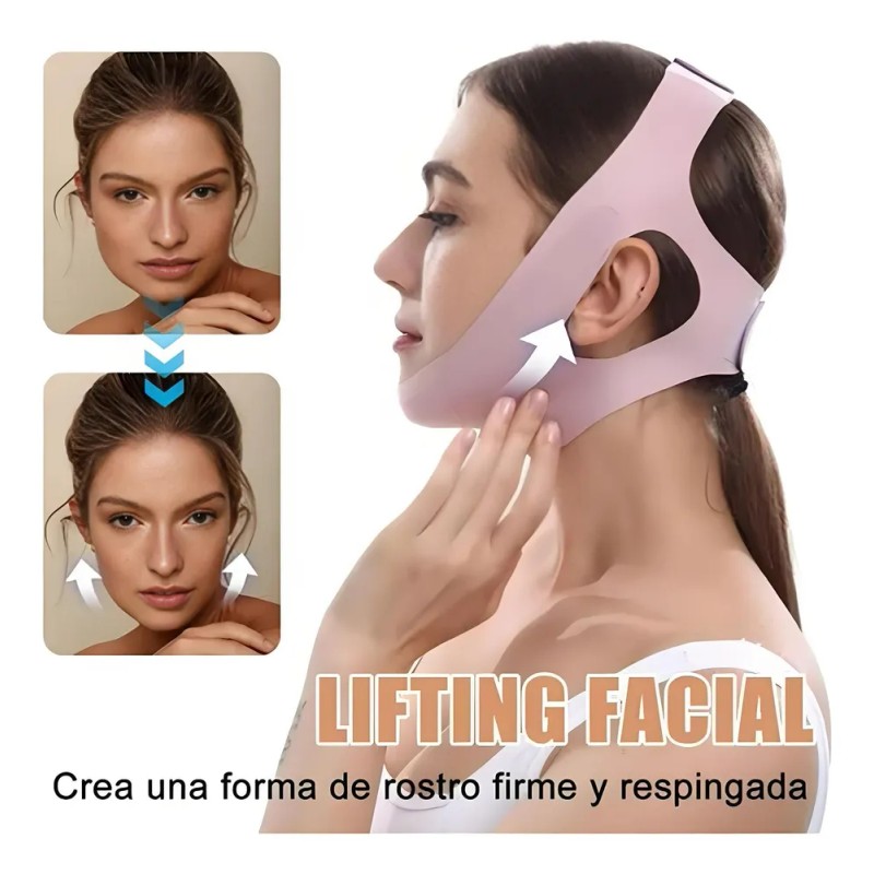 Mentonera Faja Forma V Oferta Reduce Arruga Papada Cachete Púrpura