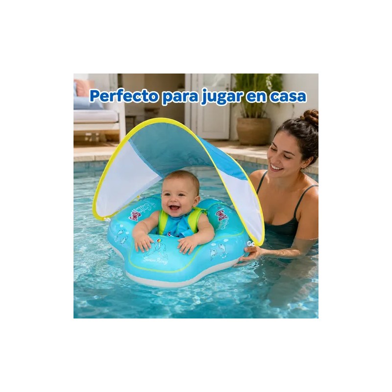 Flotador Bebé Con Techo Parasol Inflable Piscina Seguro