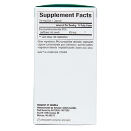 Natural Factors, PEA400, Pure Palmitoylethanolamide for Relief, 90 Count