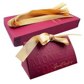 ONEBO Pack of 30 Candy Boxes Guest Gift Box, Wedding Candy Box, Paper Candy Boxes with Bow for Tying for Wedding Birthday Party (Burgundy)