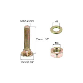 uxcell M8 x 30mm Carriage Bolt Kit, 8 Set Round Head Square Neck Screws, Carriage Bolts Screws Set Includes Washers and Nuts - Carbon Steel Zinc Plated for Fastening Accessories
