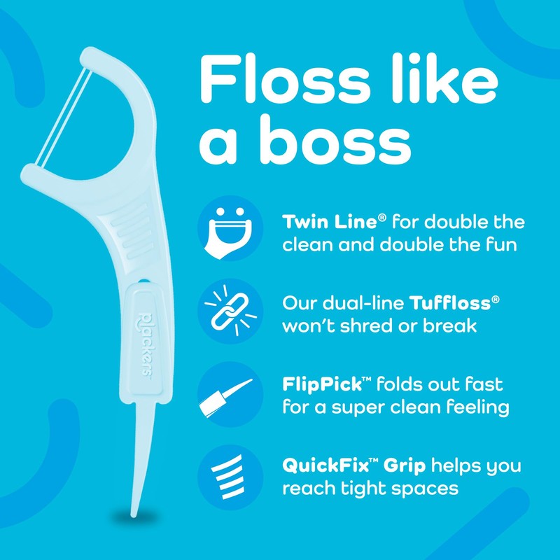 Plackers Twin Line Dental Floss Picks, Dual-Line Tuffloss, Easy Storage,