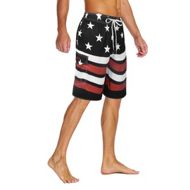 Men's Colortful Striped Swim Trunks Beach Board Shorts with Lining