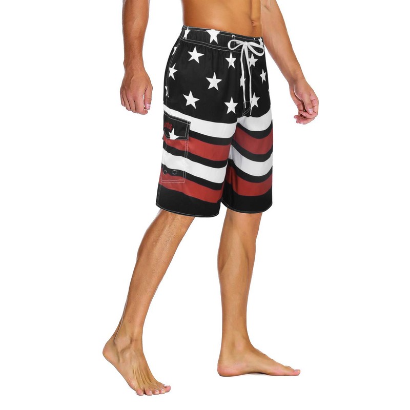 Men's Colortful Striped Swim Trunks Beach Board Shorts with Lining