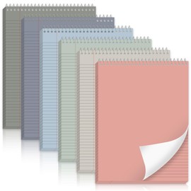 gisgfim 6 Pcs Neutral Top Bound Spiral Notebooks 8.5" x 11" College Ruled Aesthetic Legal Pad Steno Pads Colored Paper Assorted Covers Wirebound Notepad for Writing School Office Supplies