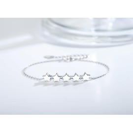 50th Birthday Gifts for Women, 925 Sterling Silver Dainty Five Star Bracelet, 6mm Star Beads, One for Each Amazing Decade, Birthday Gifts for 50-Year-Old Woman, 50th Birthday Bracelet