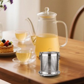 Caylielam Large Tea Infuser for Loose Leaf Tea with Drip Tray, Stainless Steel 10oz Tea Pitcher Teapot Strainer and Steeper, Reusable Spice Diffuser Basket Cooking Filter