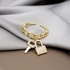 GANGYUN Open Zircon Crystal Lock Key Padlock Cuff Finger Rings