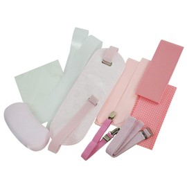 Kimonoya Sarasa Kimono Accessories, 11-Piece Set, Front Plate with Belt, Date Tightening, Magic Belt, Kimono Belt, Waist Belt, Belt Pillow, 2 Waist Straps, 2 Collar Cores, 2 Collar Cores, Half Collar, multicolor (white / pink)