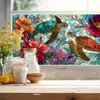 HOMETITUTE Sea Turtle Tropical Flower Window Cling 39.3x17.7 Inch PVC