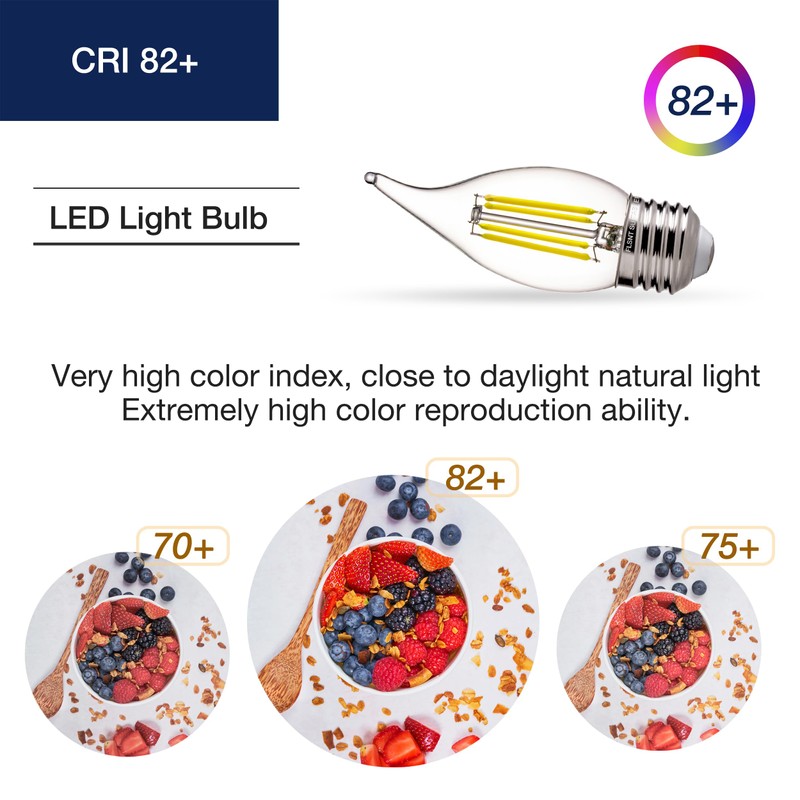 FLSNT 5000K Daylight LED Chandelier Edison Bulbs, 60W Equivalent, Dimmable