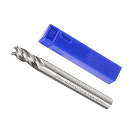 CoCud 4-Flute Spiral End Mill Bits, 5.5mm Diameter 13mm Length, High Speed Steel Straight Milling Cutter with Storage Case- (Applications: for Plywood Hardwood Plastic),