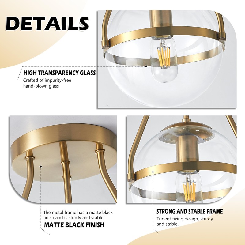 Bagood 8 Inch Mid Century Ceiling Light Modern Gold Semi