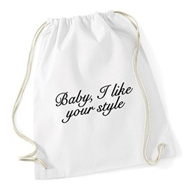 Hippowarehouse Baby, I Like Your Style Drawstring Cotton School Gym Kid Bag Sack 37cm x 46cm, 12 litres