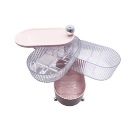 ZHU YU CHUN 1PC 3-layer 360° rotating storage box, trinket container, jewelry storage box, small object storage box, bracelet earring holder, Ring,Best Gift(3 layers, pink)